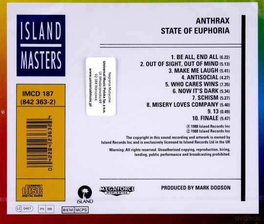 Anthrax: State Of Euphoria [CD]