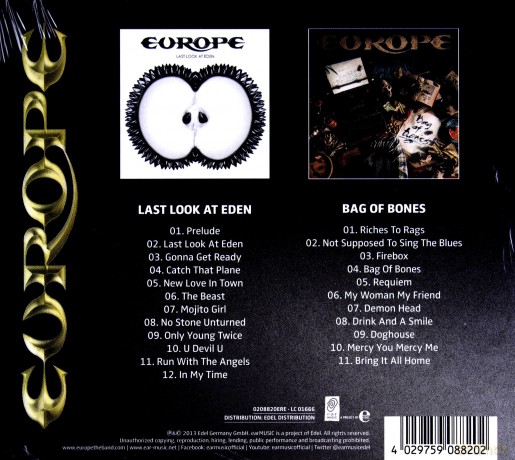 Europe: Last Look At Eden Bag Of Bones [2CD]