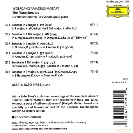 Maria Joao Pires: Mozart:Piano Sonatas Collectors Editions [6CD]