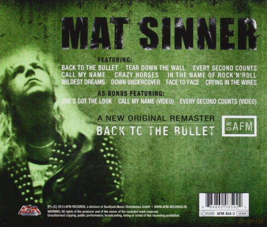 Mat Sinner: Back To The Bullet [CD]