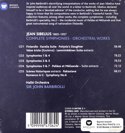 Sir John Barbirolli: Sibelius: The Complete Symphonies, Tone Poems (Limited) [5CD]