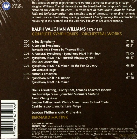Ian Bostridge: Vaughan Williams: The Complete Symphonies, The Lark Ascending, Tallis Fantasia, Etc. (Limited) [7CD]