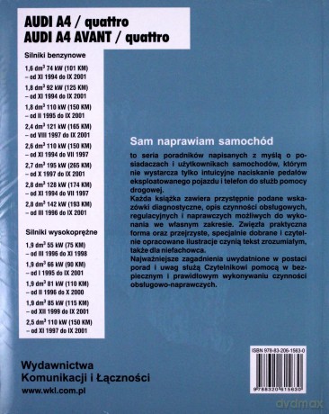Audi A4 i A4 Avant Sam Naprawiam Samochód - Etzold [KSIĄŻKA]