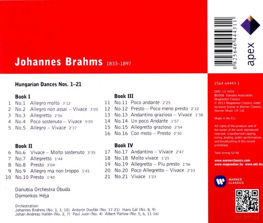 Heja,Domonkos/Danubia Orchestr: Brahms: Hungarian Dances Nos.1-21 [CD]