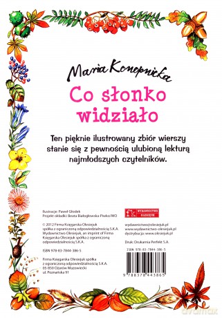 Co Słonko Widziało Lektury Dla Klasy 1-3 - Konopnicka [KSIĄŻKA]