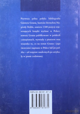 Gunter Grass Bibliografia Polska - Grzybowski J. [KSIĄŻKA]