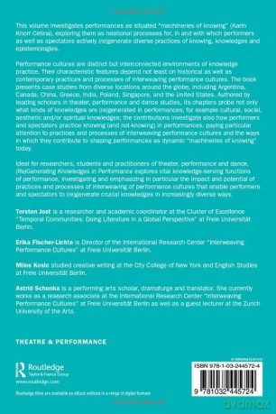 Performance Cultures As Epistemic Cultur - Erik Fischer-Lichte [KSIĄŻKA]