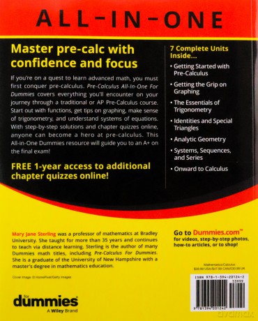 Pre Calculus All In One For Dummies - Mary Jane Sterling [KSIĄŻKA]