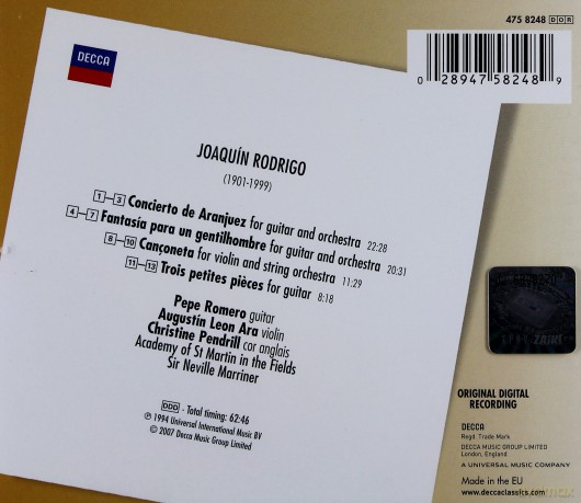 Marriner Romero: Rodrigo:Concierto + Fantasia [CD]