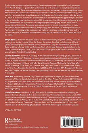 Routledge Introduction To Autobiography - Sonja Boon [KSIĄŻKA]