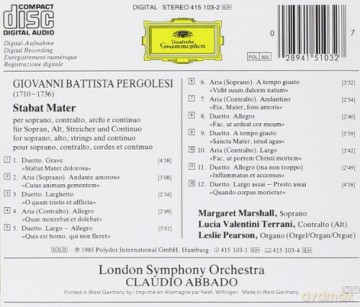 Marshal,Terrani,Abbado,London Sym.Oech.: Pergolesi:Statat Mater [CD]