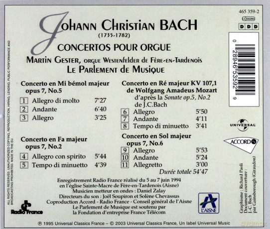 Martin Gester: Bach Christian Cto Pour Orgue [CD]