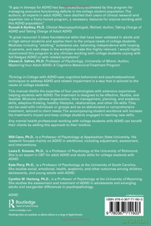 Thriving In College With Adhd - Will H. Canu [KSIĄŻKA]