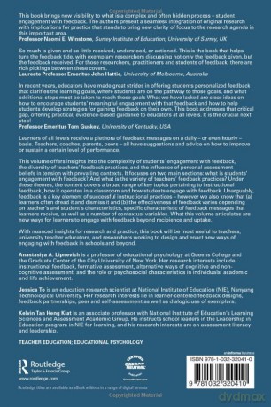 Unpacking Students Engagement With Feedb - Anastasiy Lipnevich [KSIĄŻKA]