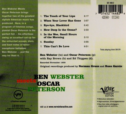Master Series Ben Webster: Ben Webster Meets Oscar Peterson (digipack) CD]