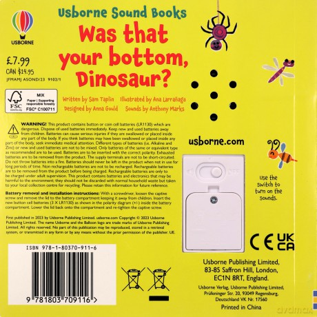 Was That Your Bottom Dinosaur Sound Book - Sam Taplin [KSIĄŻKA]