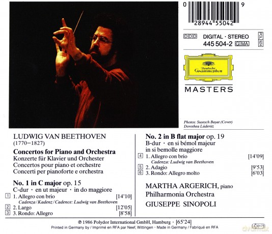 Masters Argerich: Beethonen-Piano Conc.Nr 1,2 [CD]