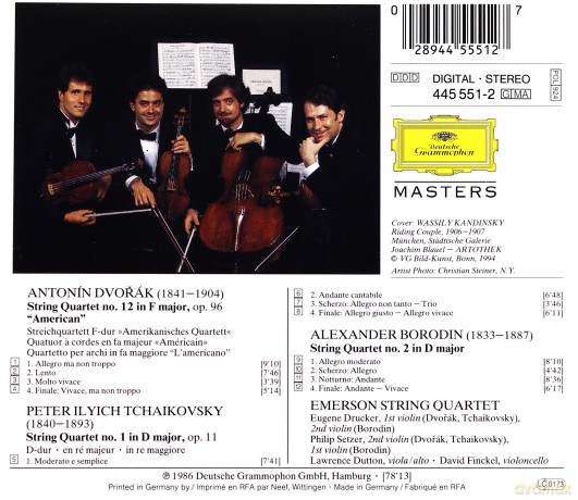 Masters Emerson String Quartet: Dvorak+'American'quartet;Tchaik;Borodin [CD]