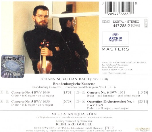 Masters Goebel,Musica Ant Koln: Bach:Brandenburg.Conc.4-5-6 [CD]