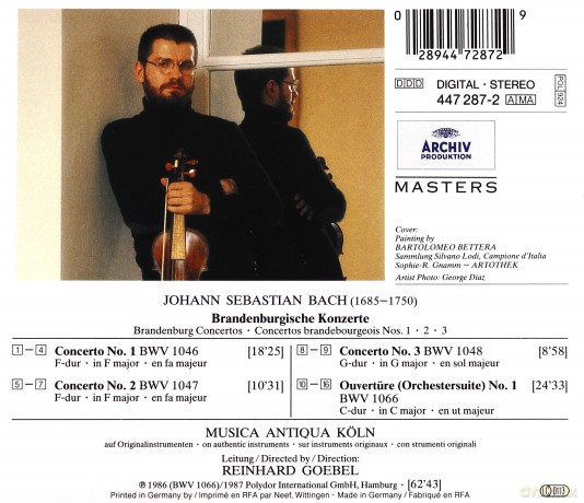 Masters Goebel,Musica Ant Koln: Bach:Brandenburg.Konc. N.1-2-3 [CD]