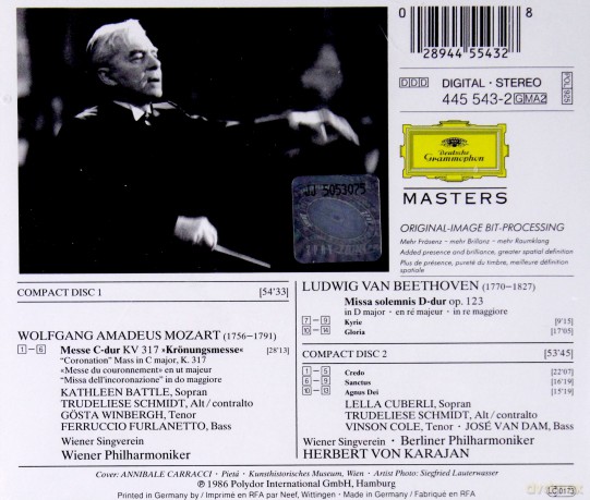 Masters Karajan Wp: Beethov:Missa Solemnis;Mozart:Coron.Mass [2CD]