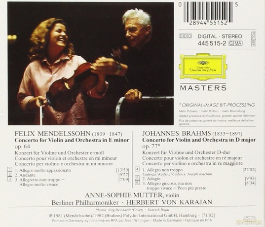Masters Mutter,Karajan: Mendelsshon/Brahms-Violinconc. [CD]