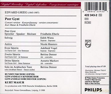 Masur Orch.Leipzig: Grieg E. Peer Gynt Concert Vers. [CD]