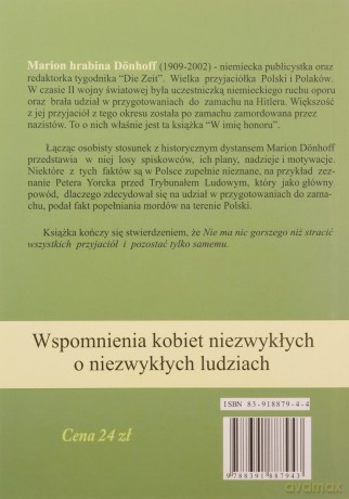 W Imię Honoru - Donhoff Marion [KSIĄŻKA]