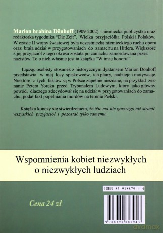 W Imię Honoru - Donhoff Marion [KSIĄŻKA]