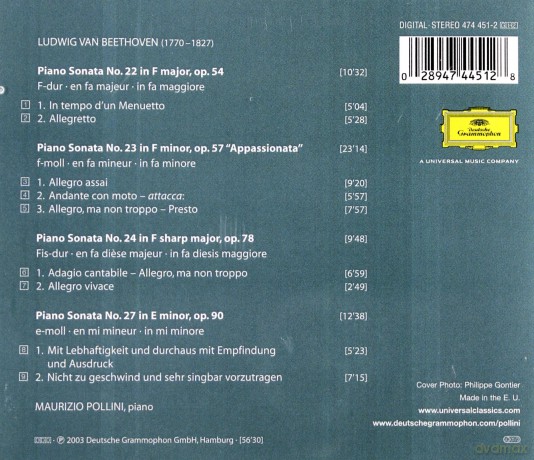 Maurizio Pollini: Beethoven Appasionata [CD]