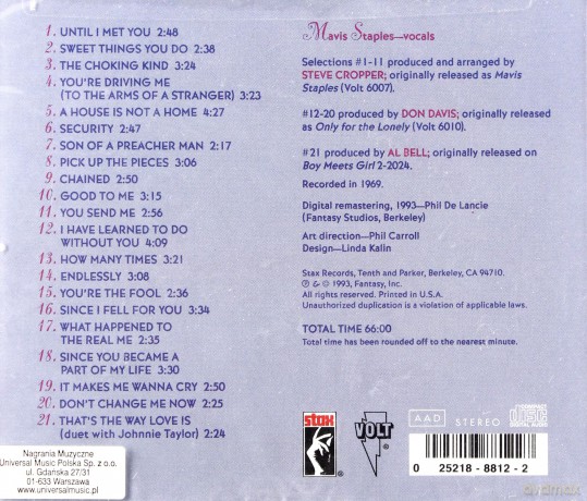 Mavis Staples: Only For The Lonely [CD]