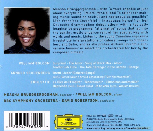 Measha Brueggergosman: Surprise-Cabaret Songs By Bolcom,Satie [CD]