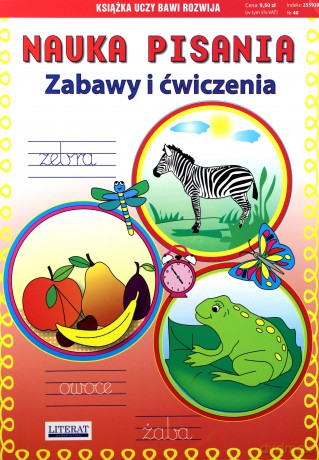 Nauka Pisania Zabawy i Ćwiczenia Zebra Owoce Żaba [KSIĄŻKA]