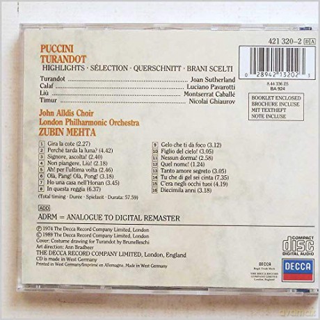 Mehta: Puccini:Turandot (Qs) [CD]