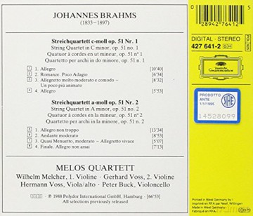 Melos: Brahms:Str Quartet 1 + [CD]