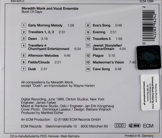 Meredith Monk: Book Of Days [CD]