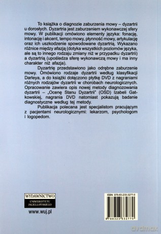 Diagnoza dyzartrii u dorosłych w neurologii klinicznej + CD - Izabela Gatkowska [KSIĄŻKA]