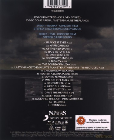 Porcupine Tree: Closure / Continuation. Live. Amsterdam 07/11/22 [Blu-Ray]+[DVD]