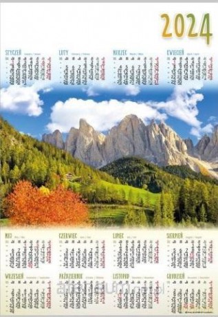 Kalendarz 2024 jednoplanszowy Dolomity (10szt) [KALENDARZ]