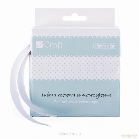 Taśma rzepowa samoprzylepna biała 15mm x 5m