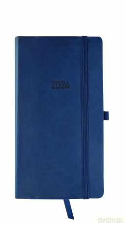 Kalendarz 2024 flex z gumką Dl tygodniowy granatowy V2 [KALENDARZ]