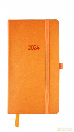 Kalendarz 2024 flex z gumką Dl tygodniowy V6 pomarańczowy [KALENDARZ]