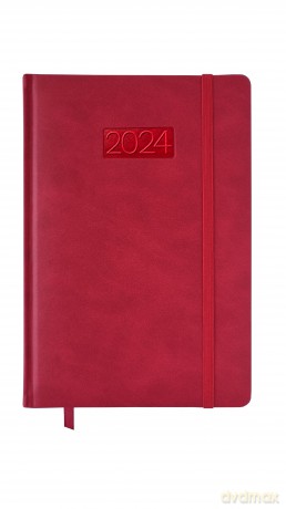 Kalendarz 2024 lux z gumką A5 tygodniowy V6 czerwony [KALENDARZ]