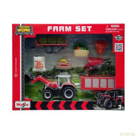 MAISTO 12564-53 Traktor Massey zestaw z mini farmą