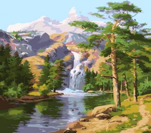 Malowanie po numerach 40x50cm Górski wodospad 1008952