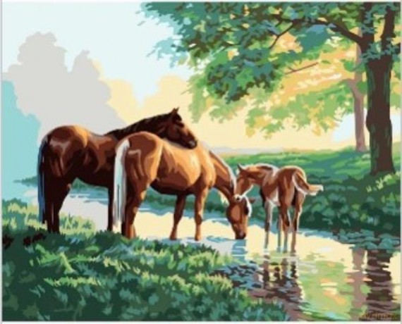 Malowanie po numerach 40x50cm Konie nad strumieniem 1008510