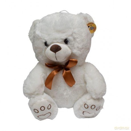 Maskotka Miś biały z brązową kokardką 45cm 4120