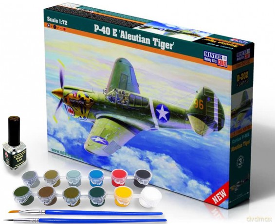 Model samolotu do sklejania P-40 E'Aleutian Tiger' 1:72 (farby + klej)