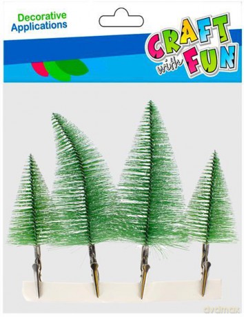 Ozdoba dekoracyjna Boże Narodzenie Choinka 8,5/6,5cm 4szt. Craft with Fun 521601