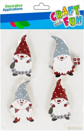 Ozdoba dekoracyjna Boże Narodzenie klamerki Mikołaj 4szt. Craft with Fun 521577